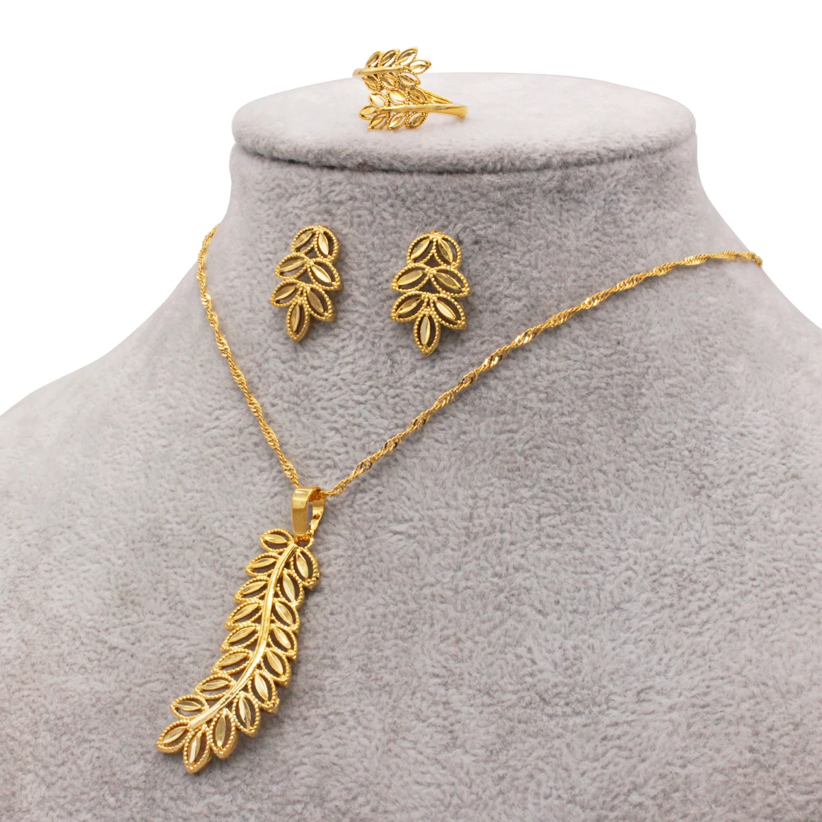 jewelry sets women ethiopia bridle party gift luxury gold plated jewelries set African Dubai necklace earrings Pendant ring