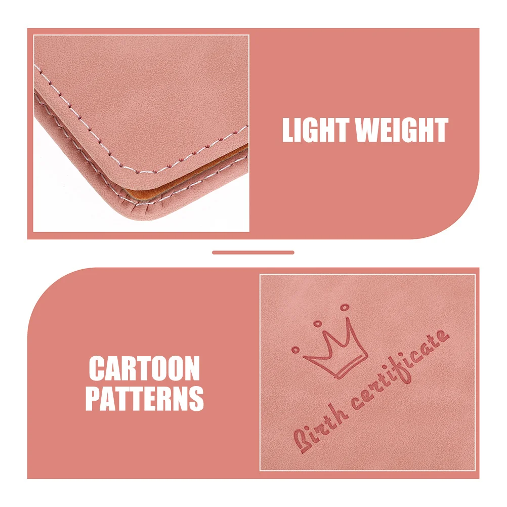 

2Pcs Birth Certificate Cover Artificial Cartoon Pattern Protective Sleeve for Baby Document Organizer Sturdy