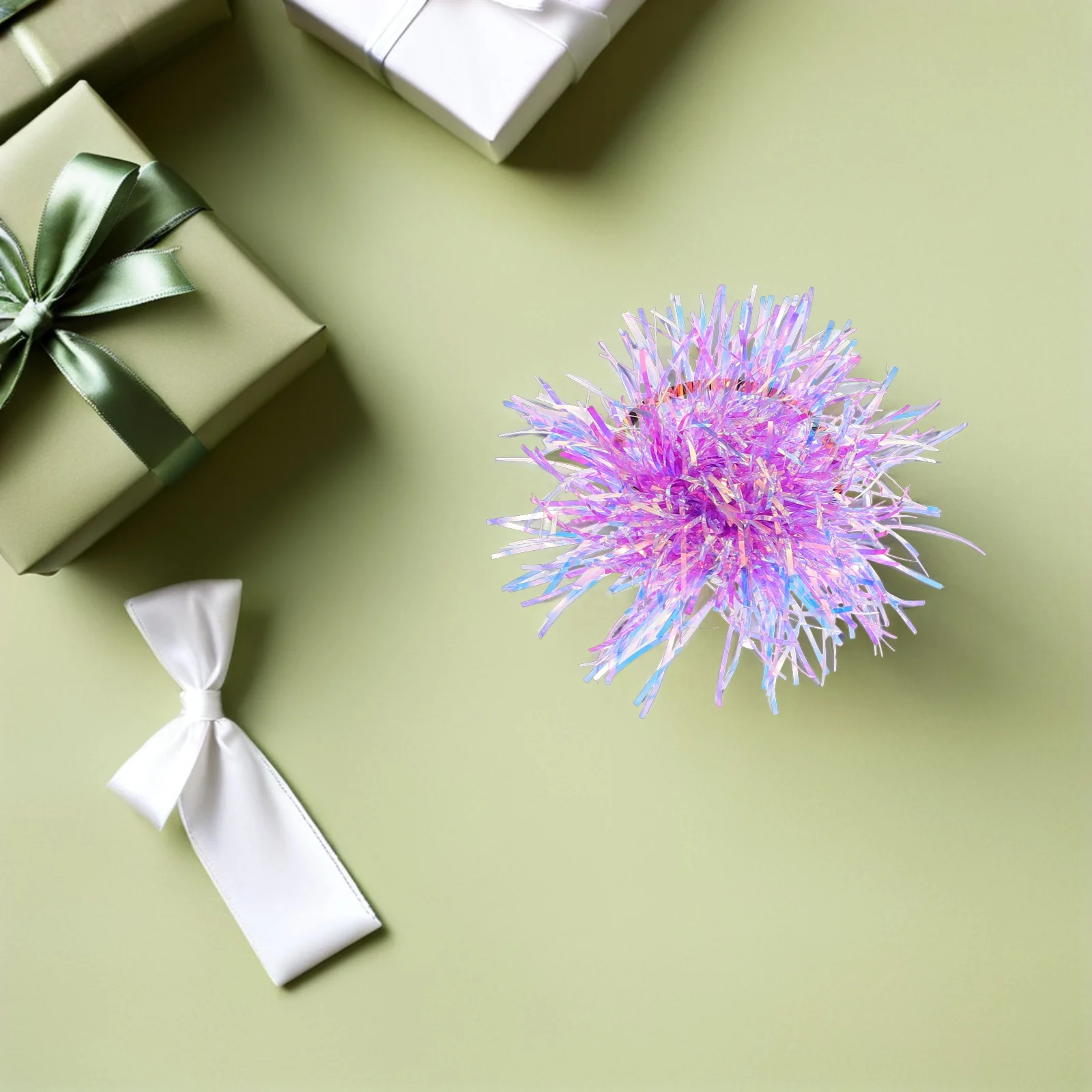 

10Pcs Colorful Tinsel Shiny Pom Hair Ties Elastic Ponytail Holders Fashion Hair Accessories for Girls Women Tinsel Ponytail Ties