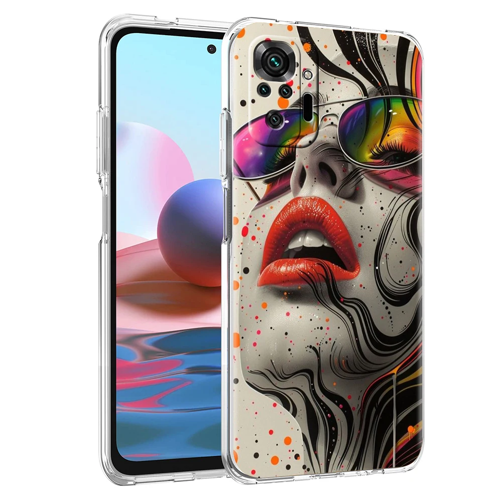 유행 입술 휴대폰 케이스 커버, 레드미 노트 10 11 11T 7 8 8T 9 K40 게임용 9A 9C 프로 플러스 투명 소프트 쉘 카파스 가방