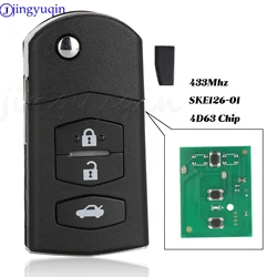 jingyuqin Folding Remote key Car Starter 3 Button 433MHz 4D63 Chip For Mazda 2 / 3 / 5 / 6 / MX5 / CX7 (SKE126-01)