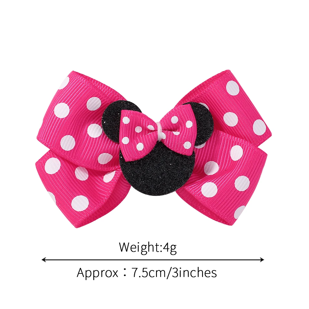 2/4 Stück niedliche Haarspangen mit Schleifen für Kinder, im Boutique-Stil, mit Cartoon-Motiven, klassisches gewebtes Band, Polka-Dot-Muster, Kinder-Haarspange, 2 Größen. – Detail 7