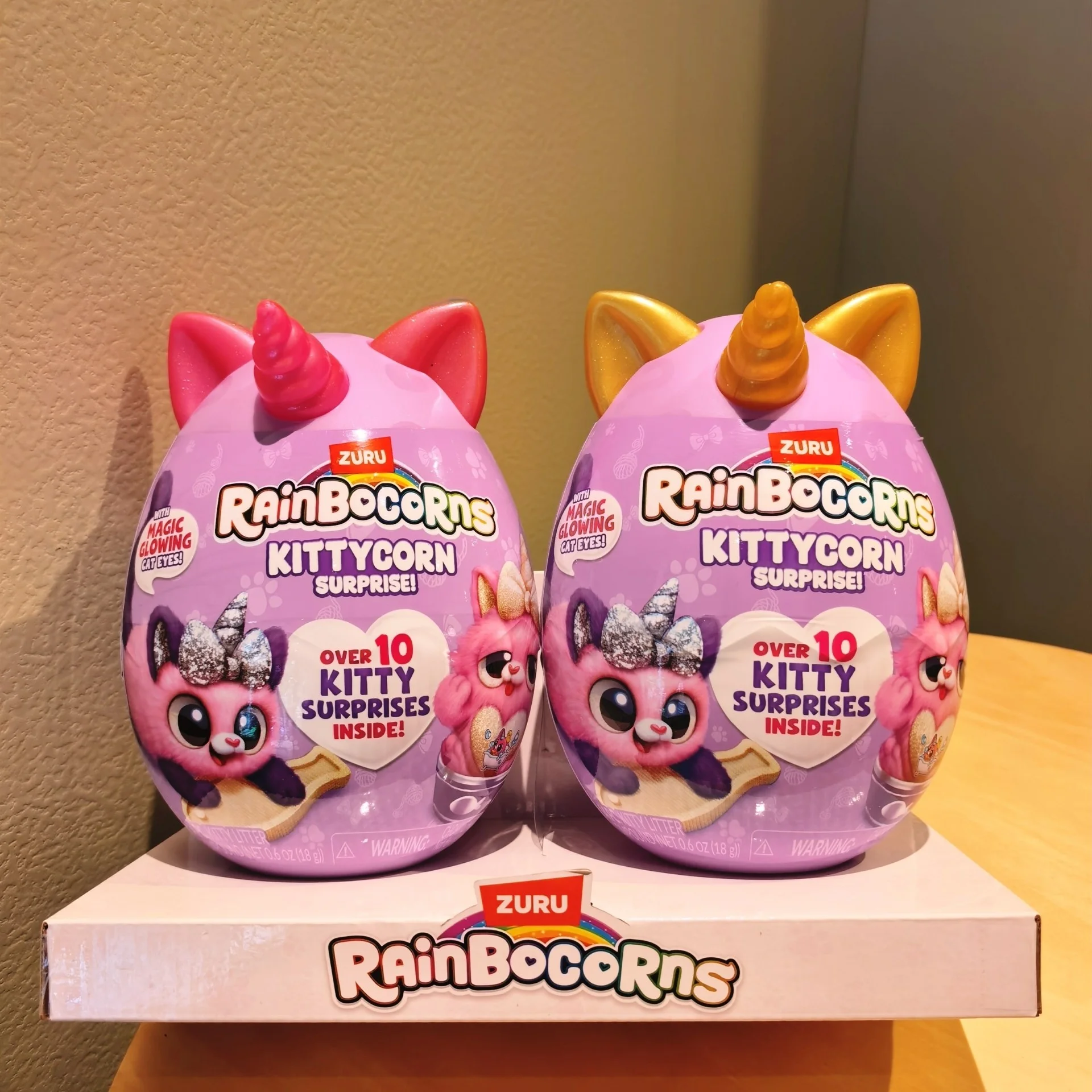 Zuru Rainbocorns Kittycorn Surprise Egg, Magische Glimmende Ogen Eenhoorn Kat Pluche Speelgoed met 10+ Verrassingsaccessoires Cadeau voor Meisjes