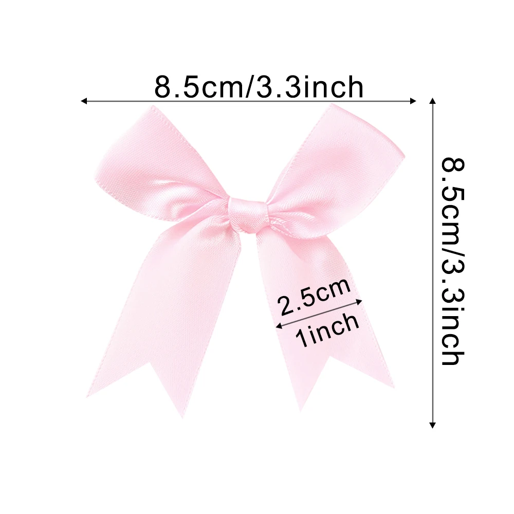 50PCS 85*85mm Satin Ribbon Bows Decoration For Craft Gift Flower Headwear Clothing DIY Wedding Invication Card Bags Party Decor