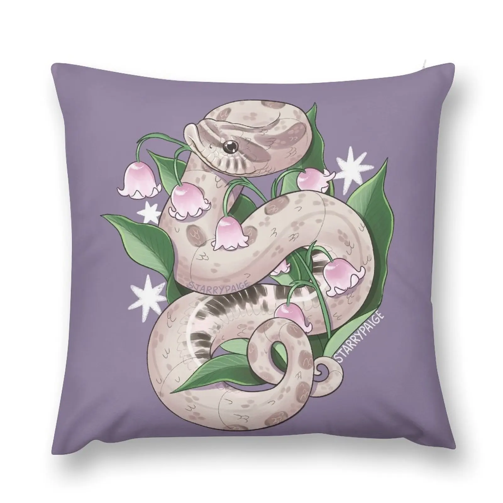 

Lavender Hognose Snake with Lily of the Valley Throw Pillow autumn pillowcase Couch Cushions Sofa Pillow Cover pillow