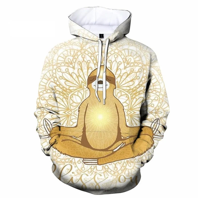 Felpe con cappuccio stampa bradipo animale 3D per uomo felpe con cappuccio grafiche folovora carino moda bambino pullover divertenti vestiti felpa con cappuccio