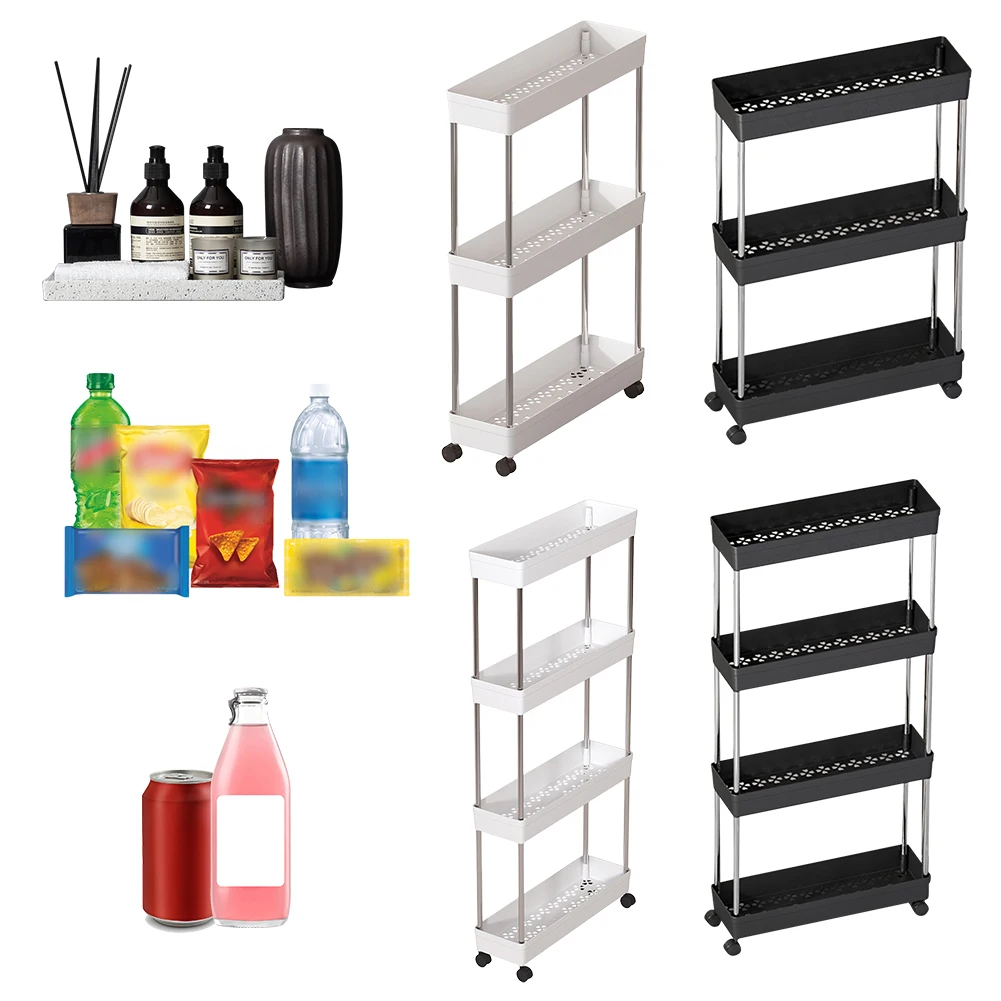 

Rolling Utility Cart with Wheels Bathroom Storage Rack Space-Saving Movable Storage Organizer for Bathroom Kitchen Living Room