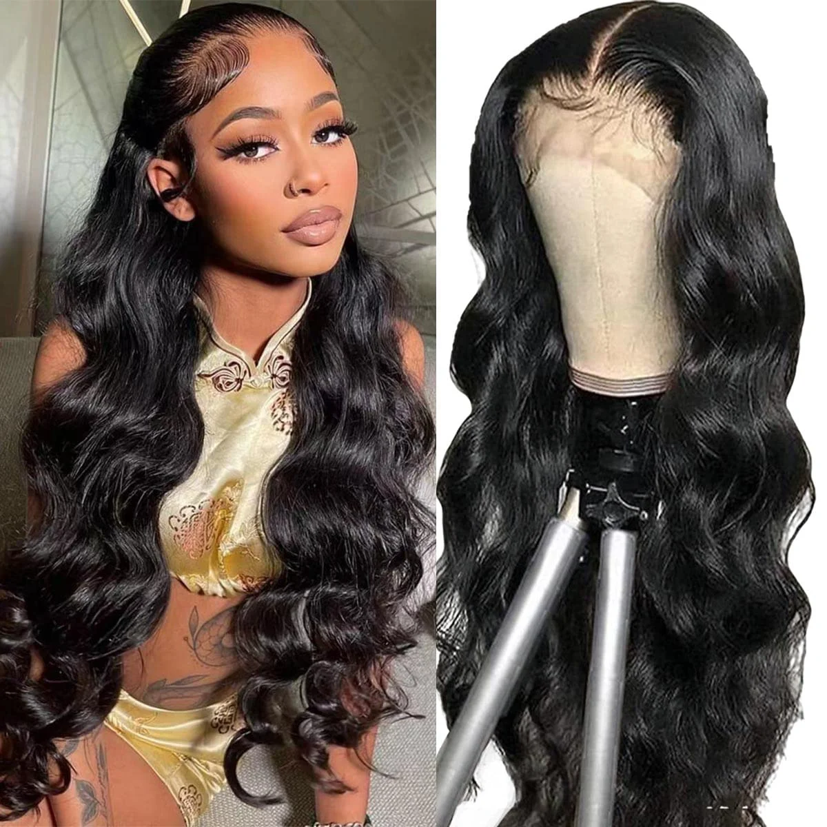 Perruque Lace Front Wig naturelle brésilienne, cheveux humains, Bob Wave, ultraviolets, HD, 13x6, pre-plucked, en vente, densité 200, pour femmes