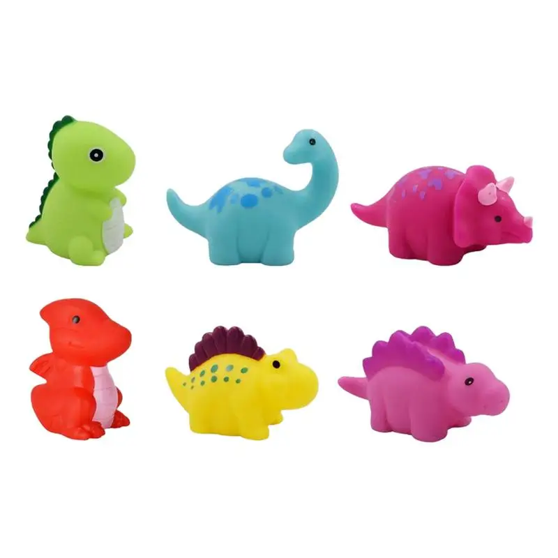 Brinquedos de banho brilhantes 6 pçs dinossauro iluminado brinquedos para crianças dos desenhos animados dinossauro animal brinquedos criativo educacional escola prêmio caixa brinquedos