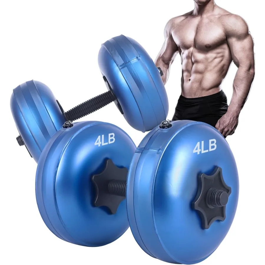 مجموعة دمبل مملوءة بالماء لتدريب القوة وتشكيل اللياقة البدنية وأوزان السفر المحمولة القابلة للتعديل مثالية لصالة الألعاب الرياضية المنزلية