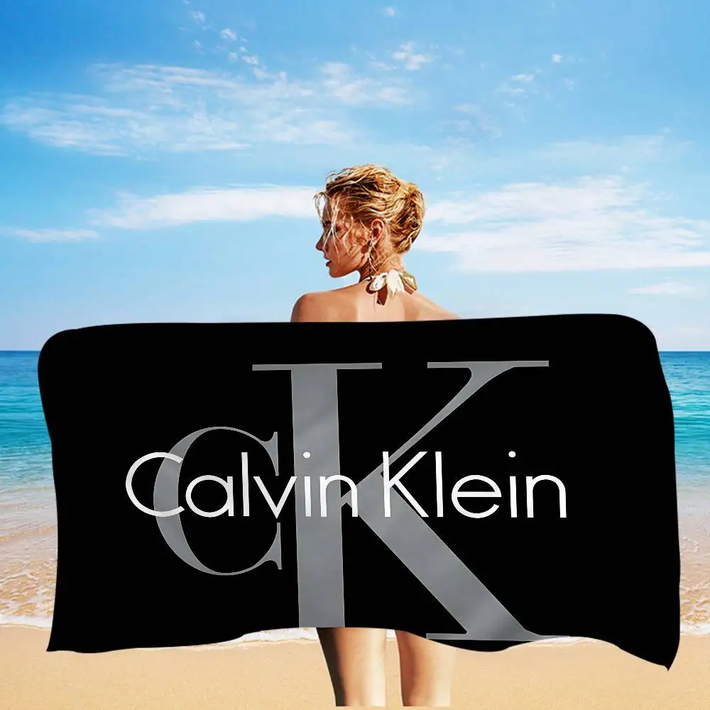 

C-Calvin LOGO K-Klein Beach Towel Colorful Bath Towels For Girl Microfiber Quick Dry Custom Sand Free Beach Yoga Spa Gym Pool