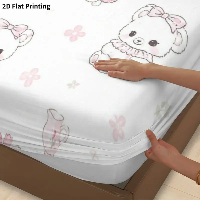 3Pcs Catprint Fitted Sheet Three Piece Set (1*Fitted Sheet + 2*Pillowcases, Coreless), Bedding Set