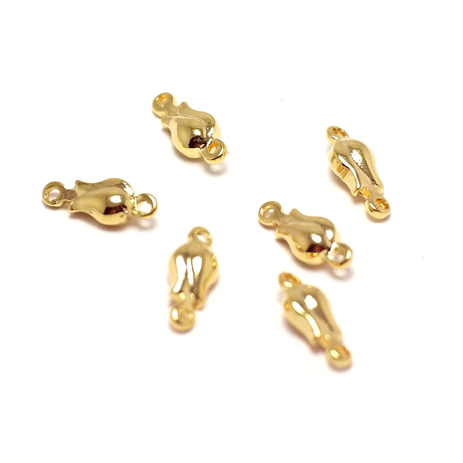 10pcs Flower Earring Connector,Gold Color Plated Brass,Earring Necklace Findings Jewelry Making 10x4mm