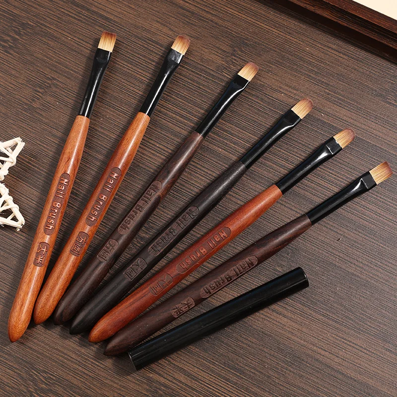 1PC Acryl Nagel Pinsel Stift für Pulver Maniküre Runde Holz Griff Gel Builder Pinsel Werkzeuge – Detail 12