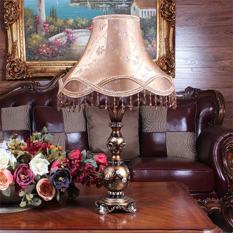 APRIL European Table Lamp Luxurious Living Room Bedroom Study Villa Hotels LED Retro Creativity Bedside Desk Light