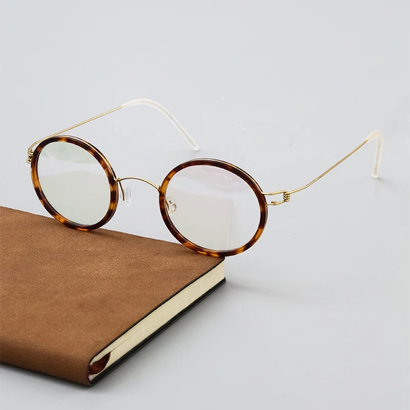 Denmark Round Screwless Glasses Frames Men Women Acetate Titanium Reading Eyeglasses Light Weight Prescription Eyewear Spectacle