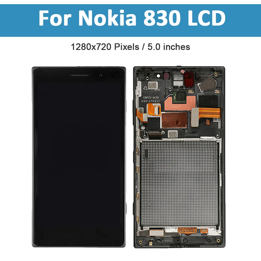 5.0'' Original lcd For Nokia Lumia 830 LCD Display Touch Screen Digitizer With Frame Assembly Replacement For Nokia 830 LCD