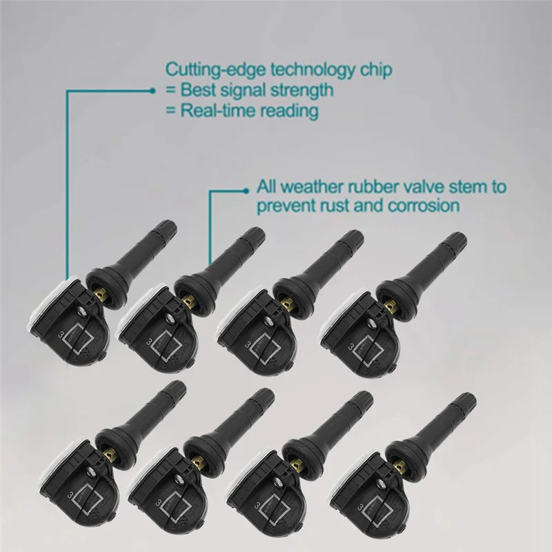 ชุดเซ็นเซอร์วัดแรงดันลมยาง TPMS 8 ชิ้น รุ่น A77Q-For Silverado GMC Sierra Buick Enclave Cadillac ใช้ได้กับ 13598771 13598772 3