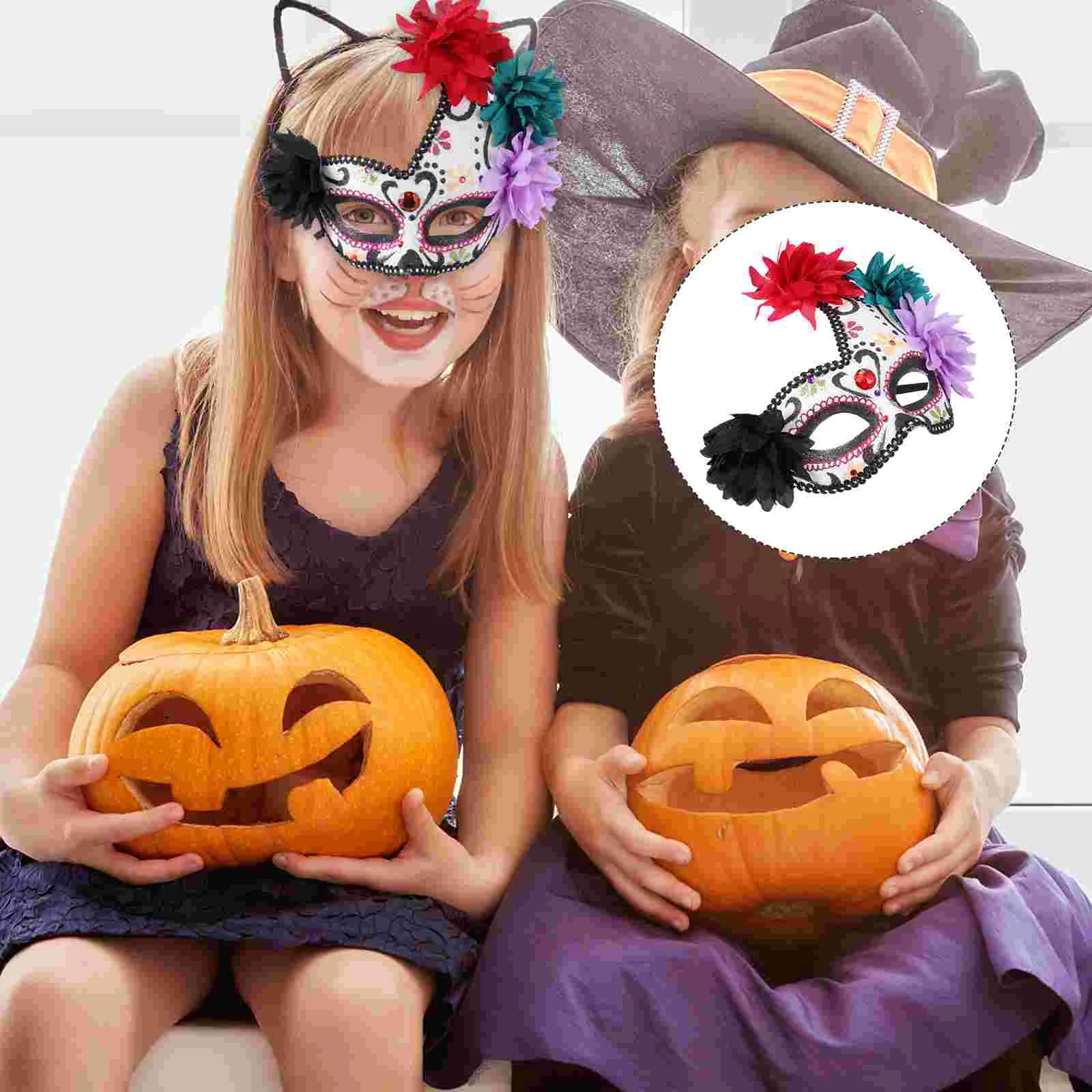 Halloween Mask Cosplay Stage Party Eye-catching Ghost Facial Plastic Decorative Women's Kids Face