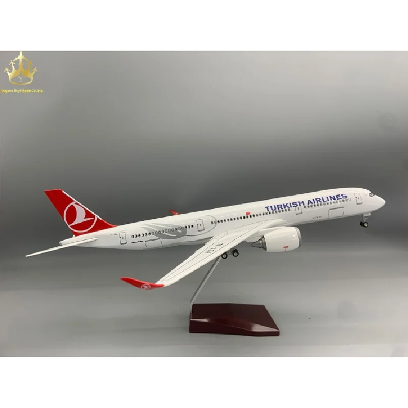 

Yiguan Airbus A350 Turkish Airlines Airplane Model With LED Lights And Wheels Static Simulation Desk Decor Aviation Enthusiasts