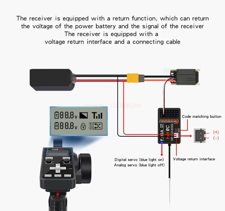 Hotrc kapal Remote Control Ct-6a, Lcd mobil Rc tahan lama, Remote Control 6 kanal 2023g termasuk penerima Back pass campur con 2.4