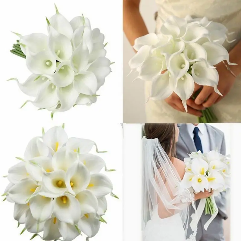 1/10pcs Real Touch Calla Lily Artificial Flowers Bouquet Heads Wedding Bouquet Bridal Birthday Christmas Home Table Decor Flower