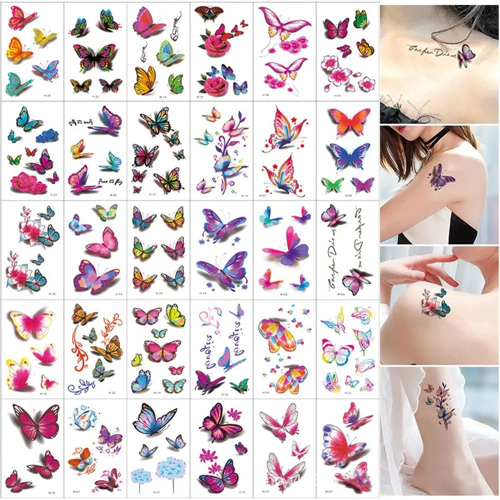 

Body Art Stickers Fake Tattoo Women Tattoo Decals Body Hands Arm Leg Butterfly Flowers Temporary Tattoo