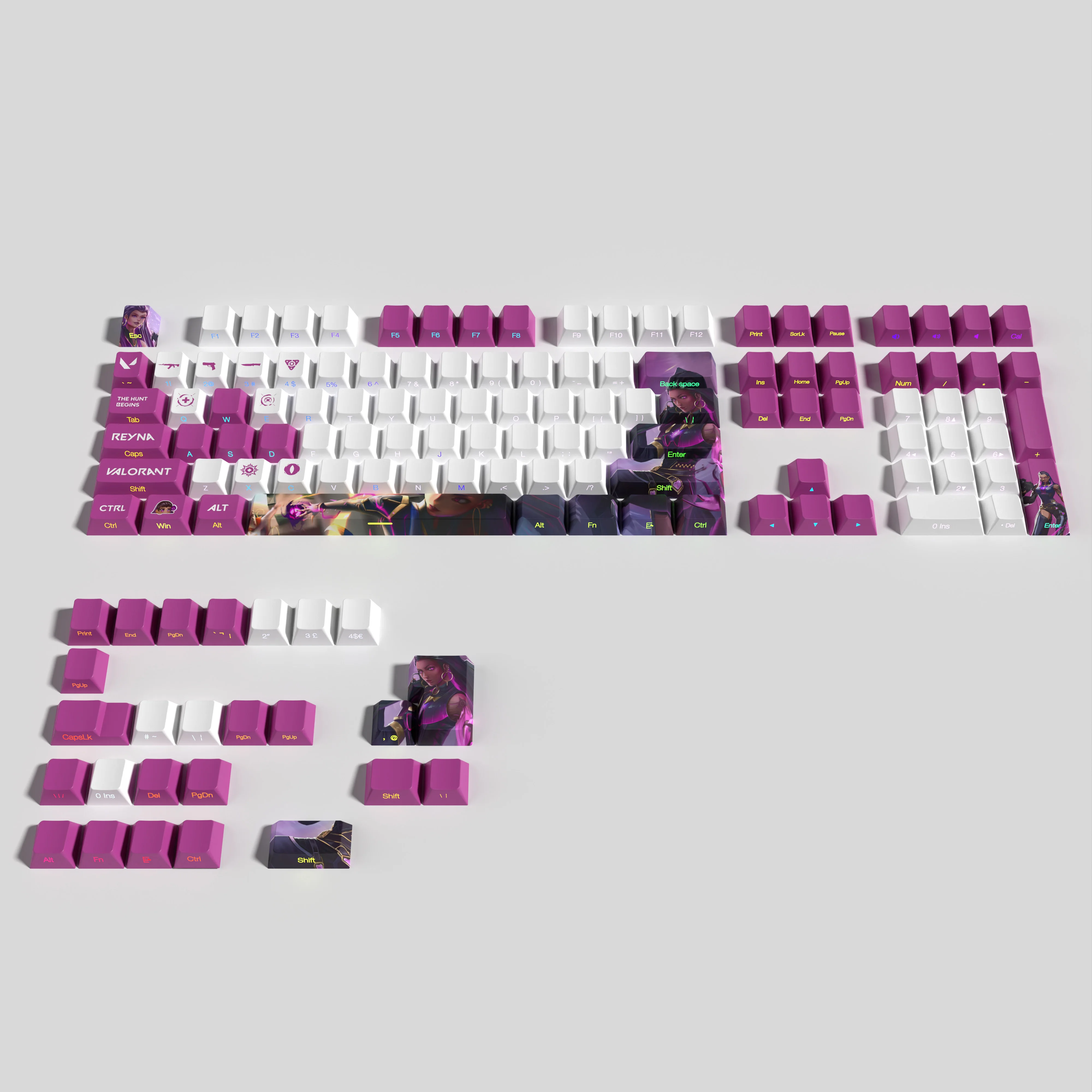 Reyna keycaps VALORANT full set cherry Profile Transparent Side Print Letter PBT dye sub keycaps game keycaps