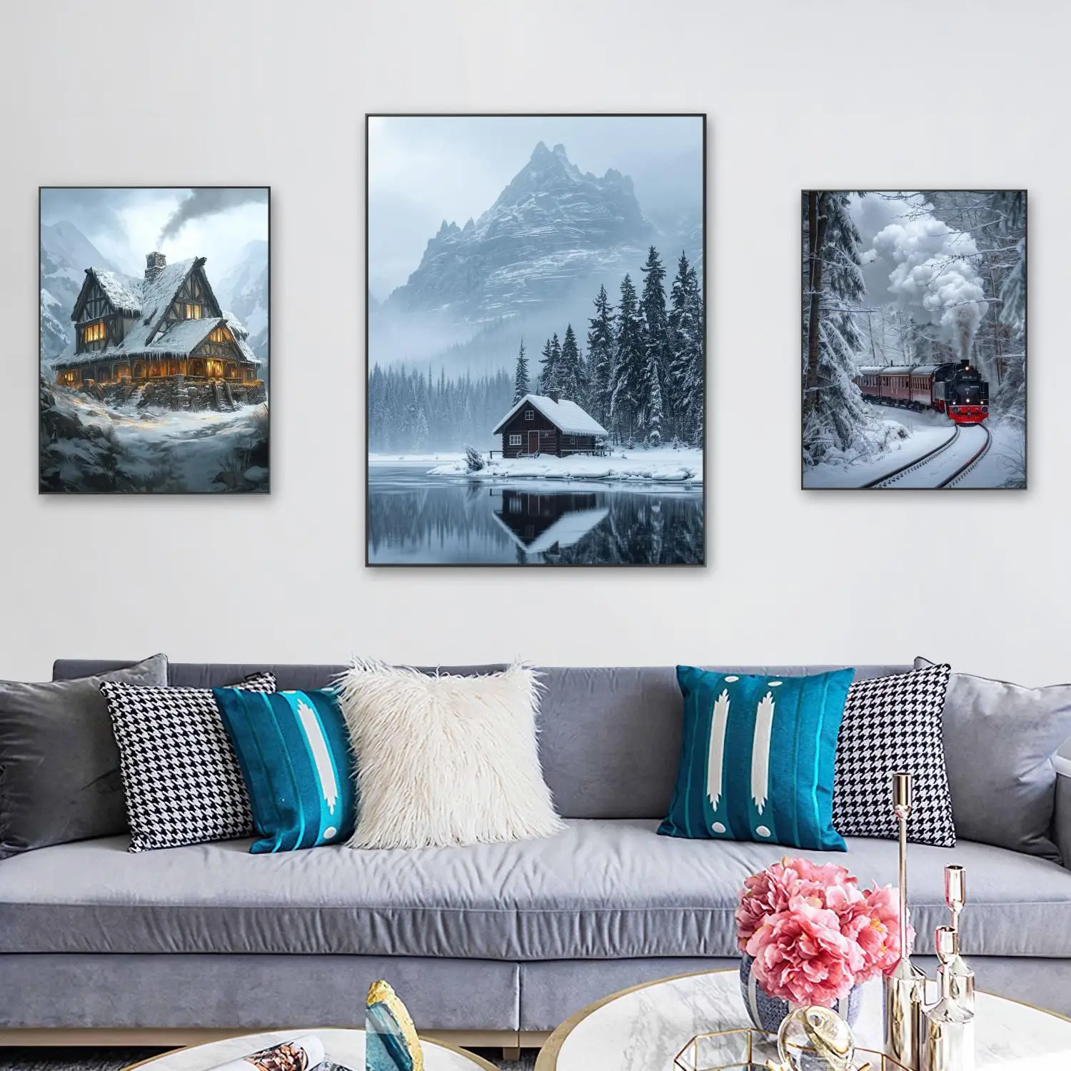 

Снежная гора DIY алмазная живопись зимний пейзаж сельских бревенчатов 5D Алмазная вышивка безрамный Настенный декор домашний декор