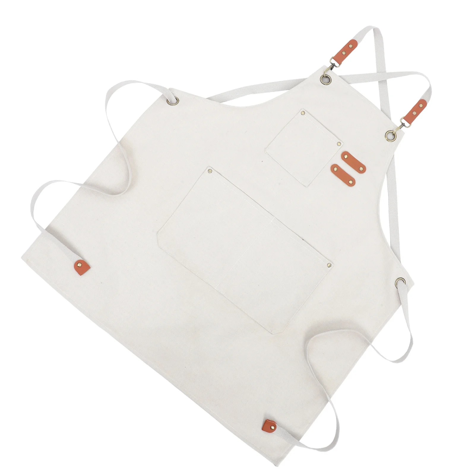 

Multi-Pocket Kitchen Apron Waterproof Canvas Working Apron Adjustable Strap Oil-Proof for Hairstylist Home Cleaning Dishwashing