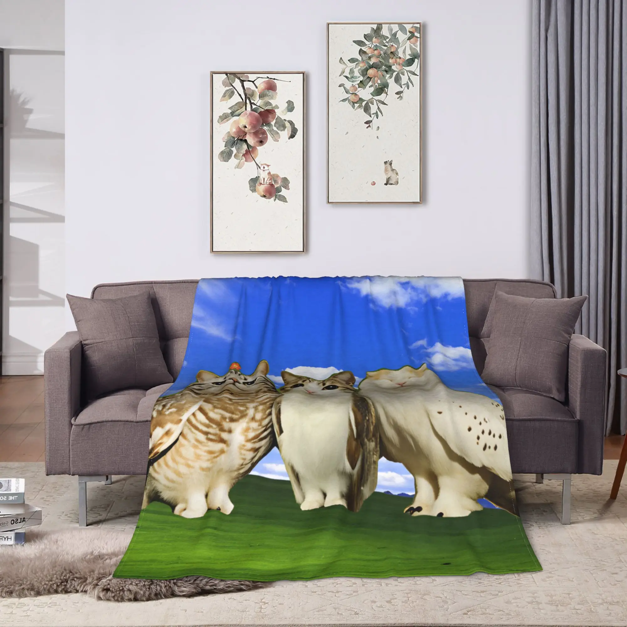 Super Soft Throw Blanket Plane Travel Meowl Cat Windows Family Blanket  Flannel Bedspread For Living Room Casual Sofa Bed Cover