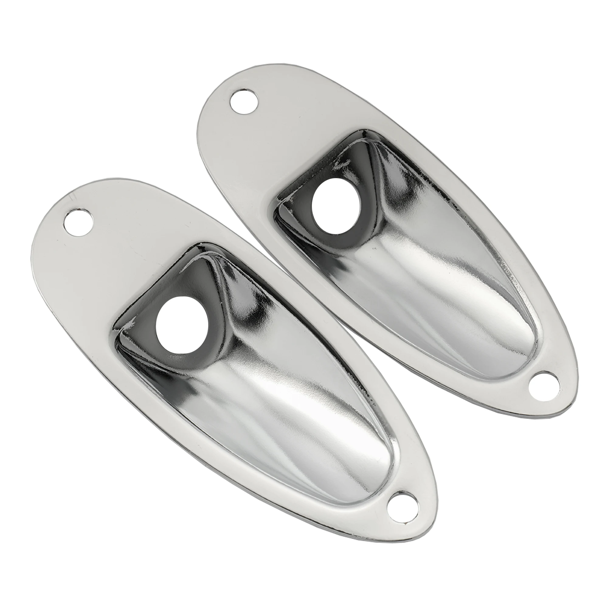 Musiclily Basic Steel Boat Style Electric Guitar Output Jack Plate (Set of 2)