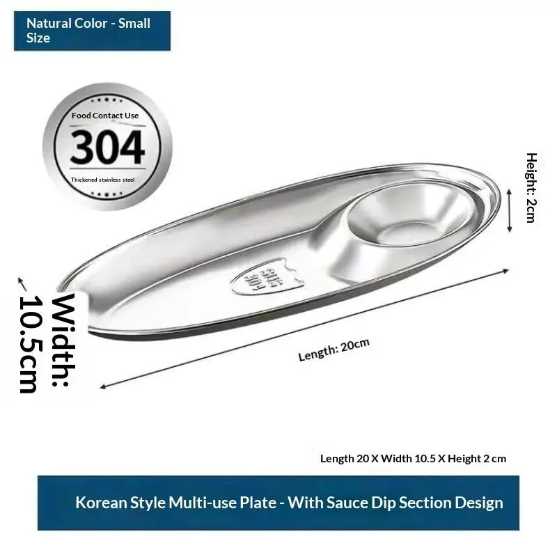 Stainless Steel Dinner Tray Snack Dish Appetizer Serving Platter Lunch Container Dumpling Plates Kitchen Gadget