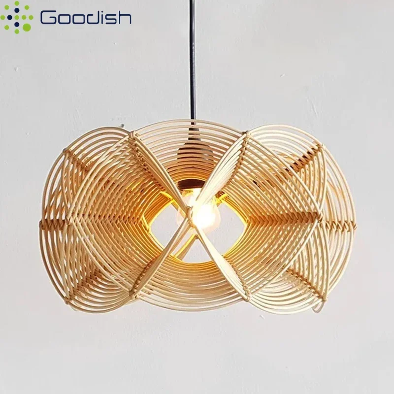 

Современный японский стиль ваби-саби ретро плетеные ротанговые тканые светодиодные подвесные светильники ручной вязки лампы для украшения дома люстра