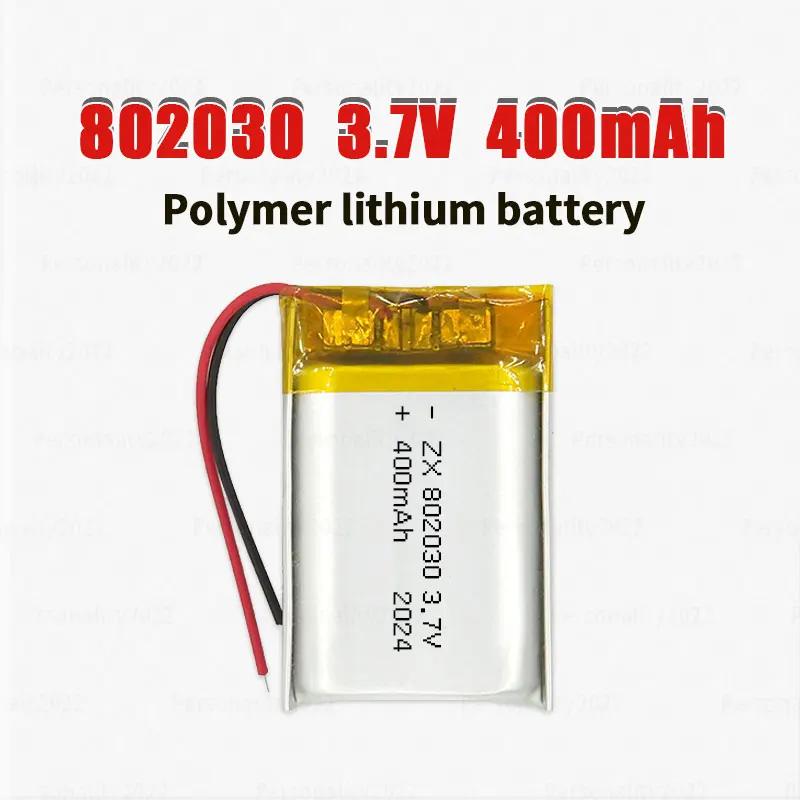 

802030 Battery Lipo 3.7V 400mAh Lithium Polymer Rechargeable Batteries for Radiofrequency Introduction Device Moisturiser Cell