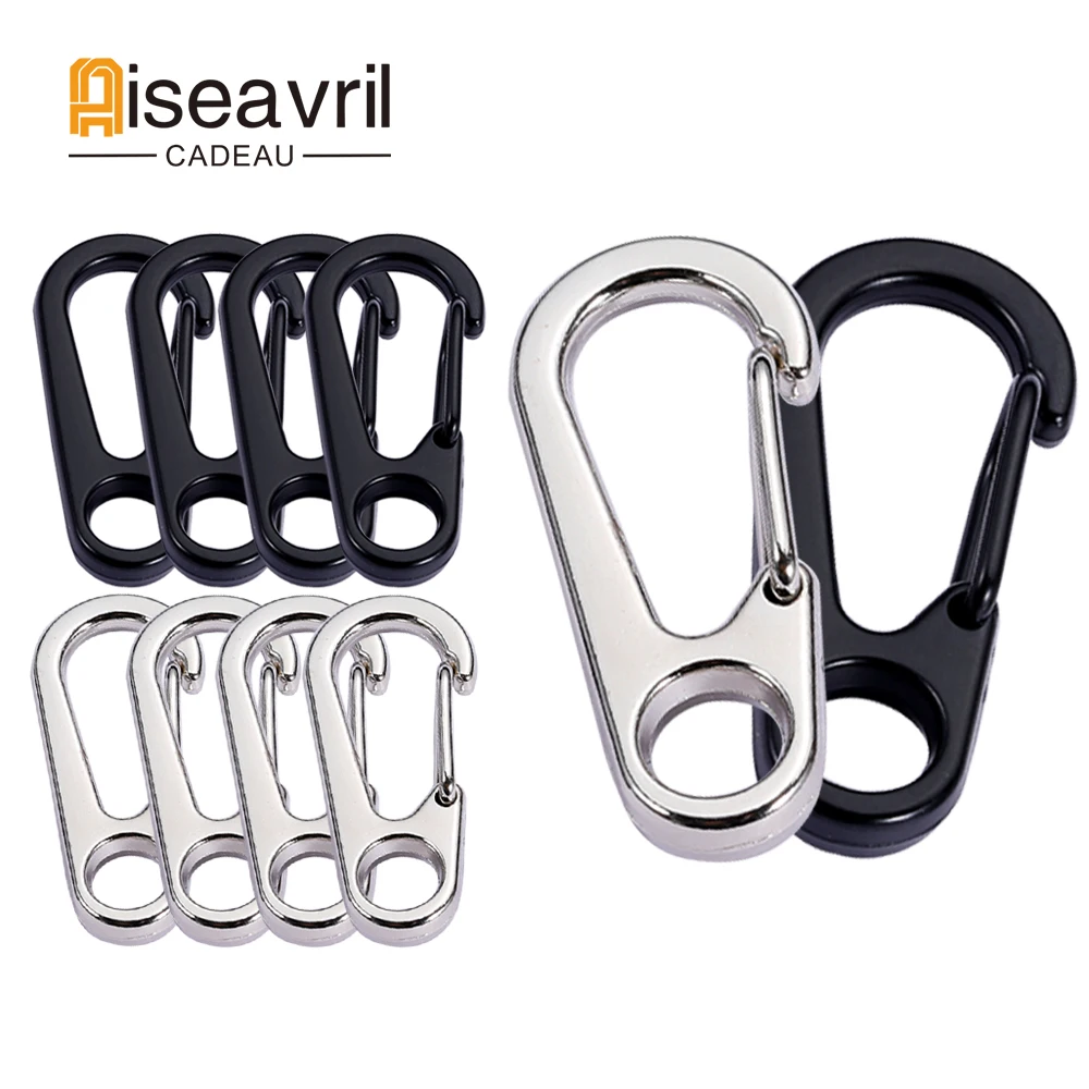 10pcs Lobster Clasp Buckle Keychian Mini Carabiners Outdoor Camping Hiking Buckles Alloy Spring Snap Hooks Keychains Tool Clips