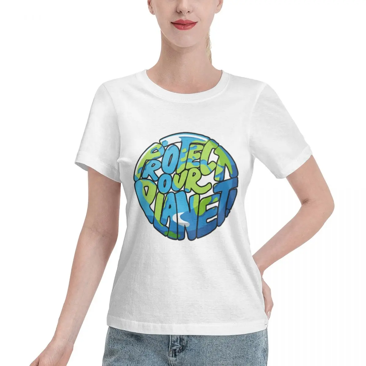 Great Deal Protect Our Planet Cool Design Women's T-shirt Night Out Plain Cotton Top