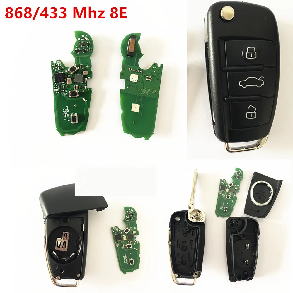 Car Remote Control Key For Audi Q7 2007 2008 2009 2010 2011 2012 PN 8E0837220AF 868/433 Mhz 8E Chip Auto Smart Flip Key