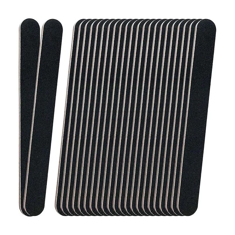 

5/10/25/50 Pack Professional Emery Boards - 100/180 Grit Nail File Pack for Acrylic and Natural Nails, Black