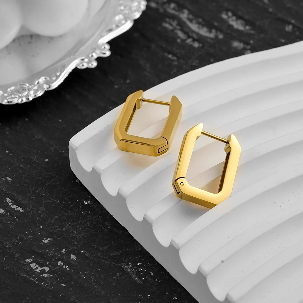 

ENFASHION Aretes De Mujer Geometry Rectangle Stud Earrings For Women's Stainless Steel 18K Gold Plated High Street Jewelry E1789