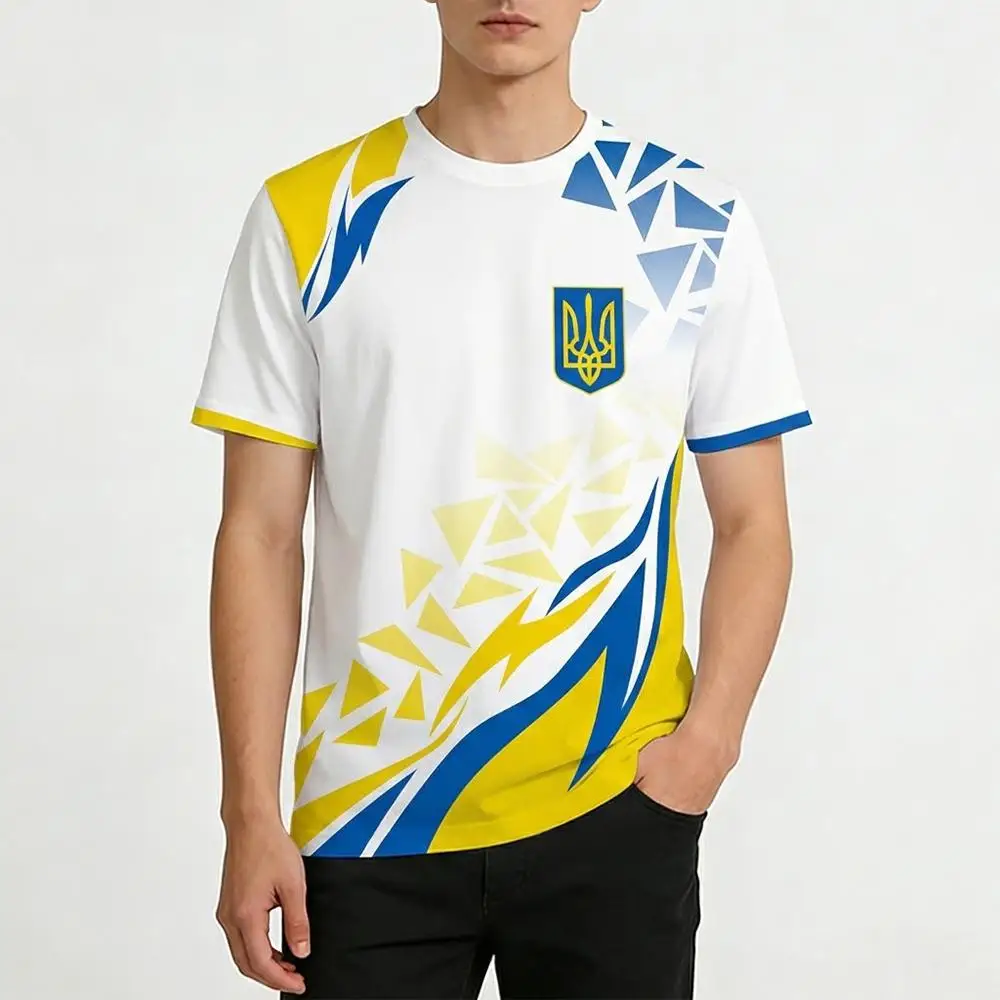 New Ukraine National Flag Graphic Jersey Men's Summer Outdoor Sports Breathable T-shirts Men's And Women's Casual Streetwear