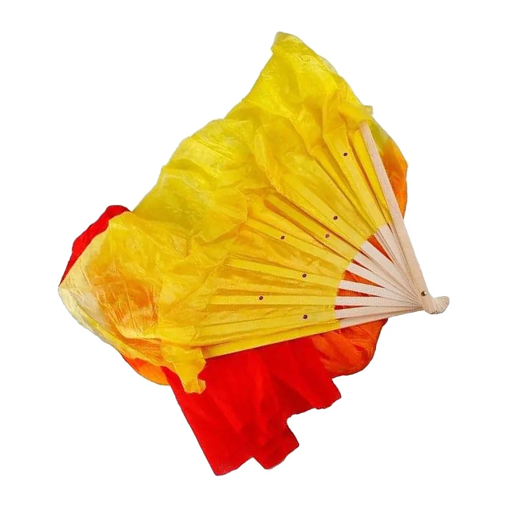 Foldable Imitation Silk Dance Fan Banner Fans Bamboo Worship Flags for Dancing Square Accessories