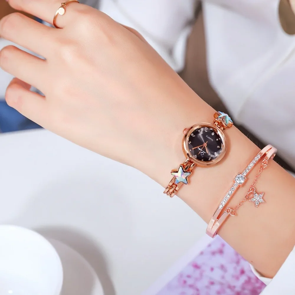 Jam tangan mewah baru untuk wanita modis jam tangan gelang wanita elegan berlian kreatif jam tangan Quartz Dial kecil jam tangan wanita