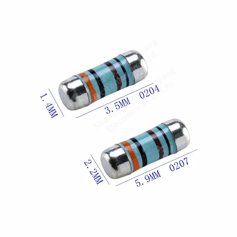 50PCS 0207 Patch MELF Wafer Resistor 0R-1M 1K 1.2K 1.5K 1.8K 2K 2.2K 2.4K 2.7K 1% metal film cylindrical high precision resistor