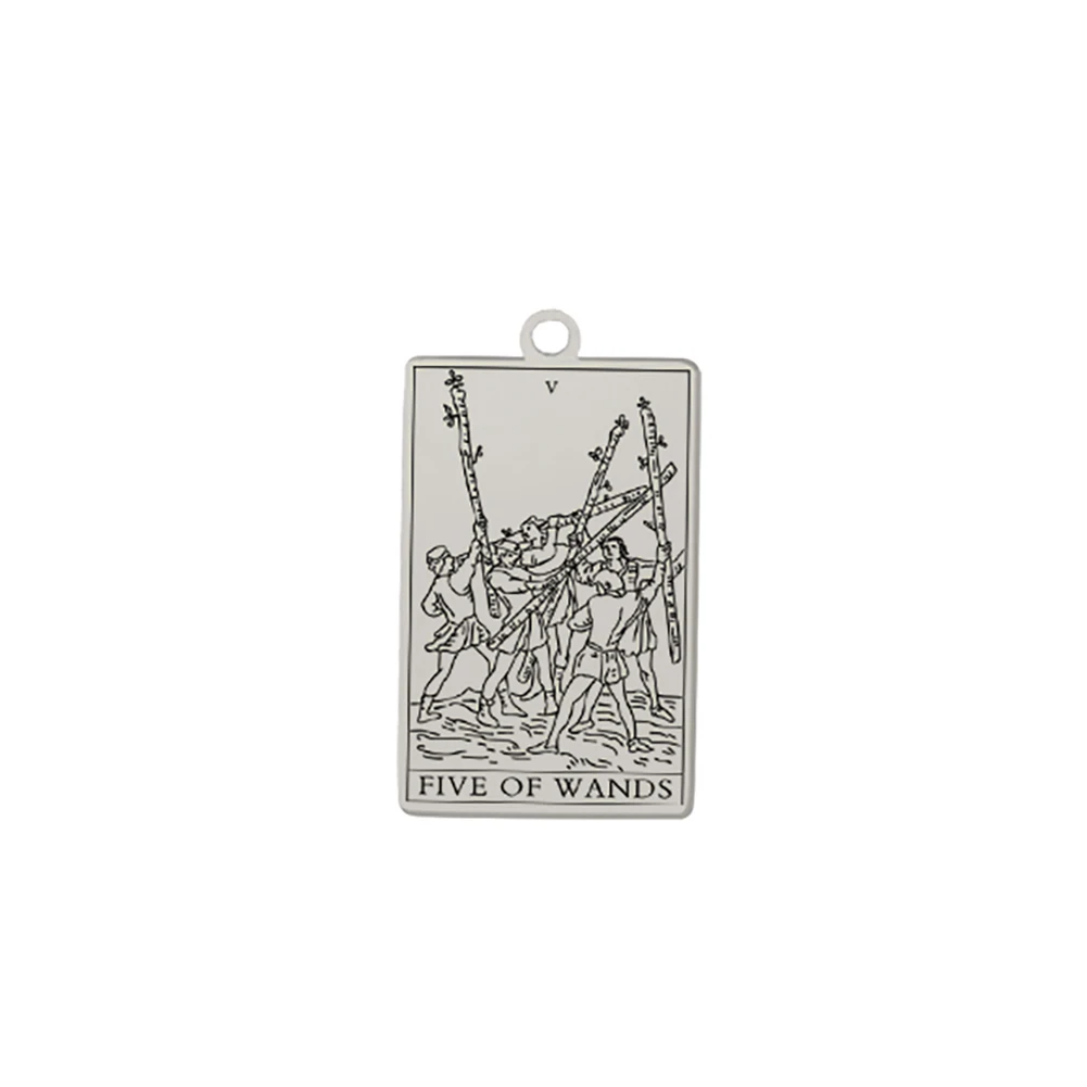 Dawapara Zauberstäbe Tarot Karte Anhänger für Halsketten Ohrringe Kleinere Arcana Edelstahl DIY Charme für Schmuck Machen – Detail 10
