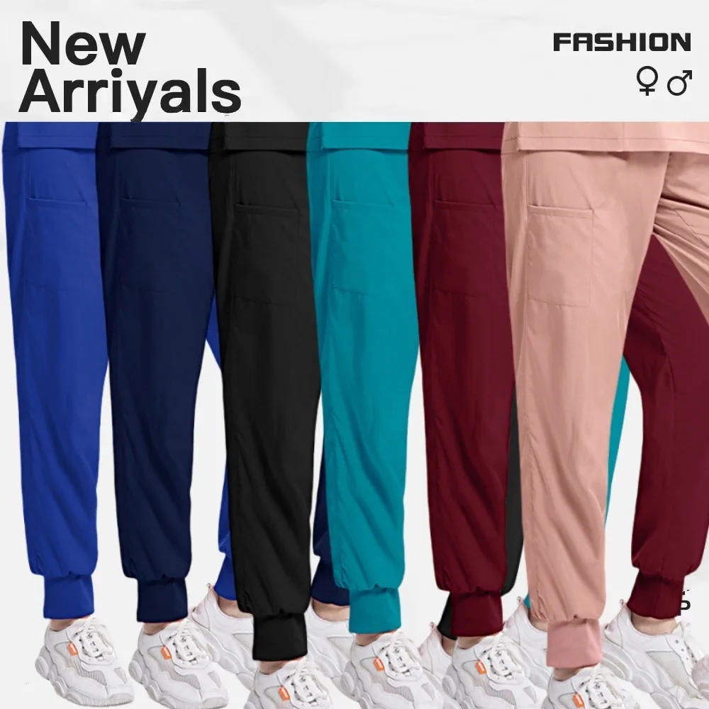 بسط ممرضة فرك السراويل النساء الصيف رقيقة أسود أزرق مرونة الخصر زائد حجم التجفيف السريع طبيب العمل السراويل