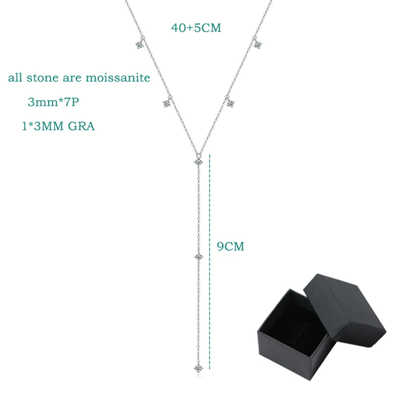 Smyoue 0.7-0.9CTTW 100% Full Moissanite Necklaces for Women Tassel Pendant 925 Sterling Silver Plated 18k Fine Jewelry Wholesale