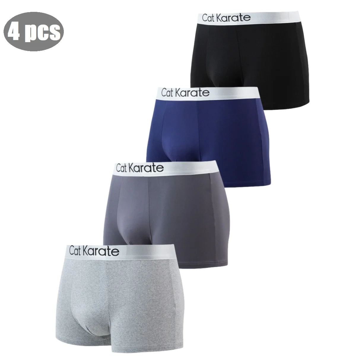 

4 pcs of men's fashionable solid-color letter-shaped waistband style comfortable and breathable high-elasticity underwear
