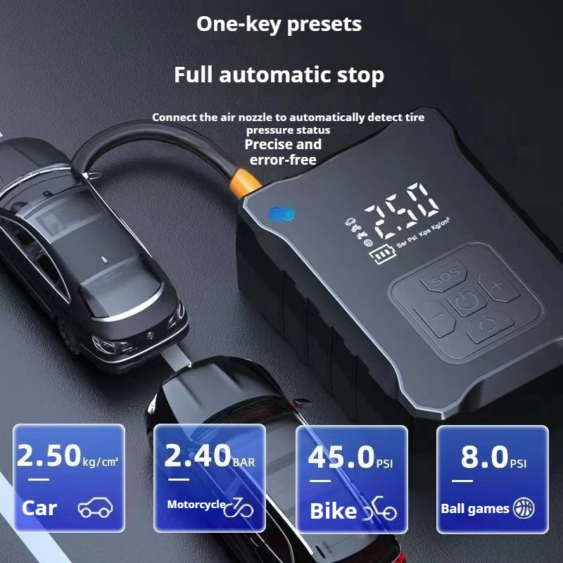 12V 4000mAh SF007 Portable Car Jump Starter LCD Display for Motorcycles, Bicycles,balls Auto Tyre Inflator Power Bank