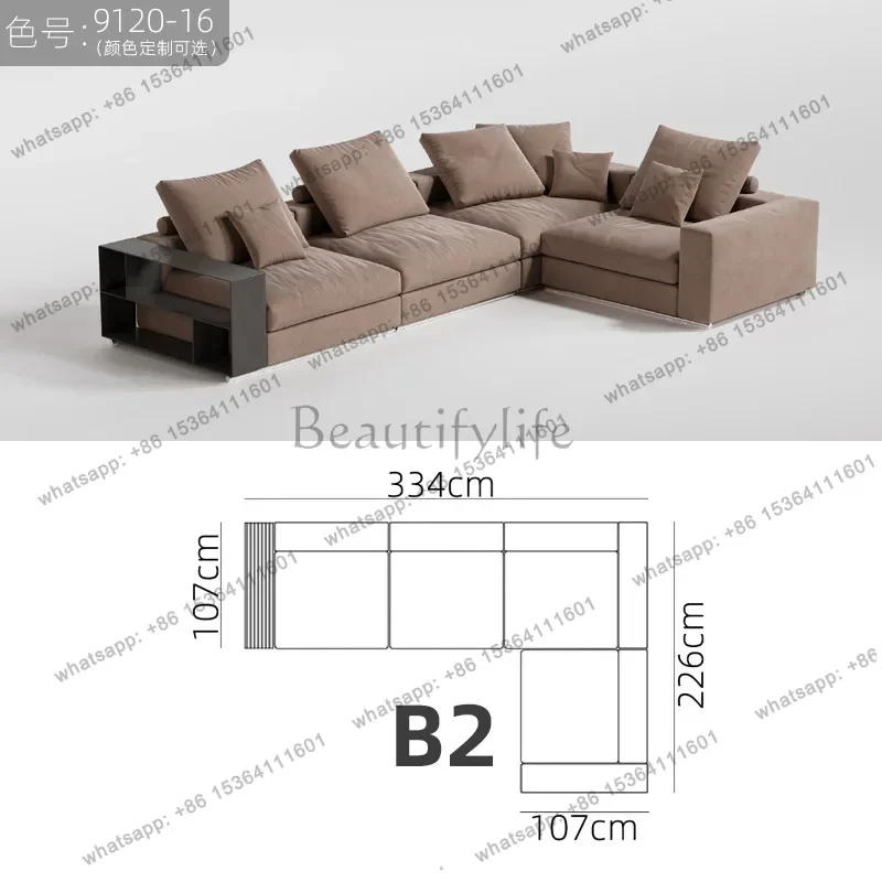 أريكة مزدوجة الجوانب من الخلف إلى الخلف، أريكة إيطالية ذات صف مستقيم من الصوف غير اللامع بتصميم كريمي بسيط #4